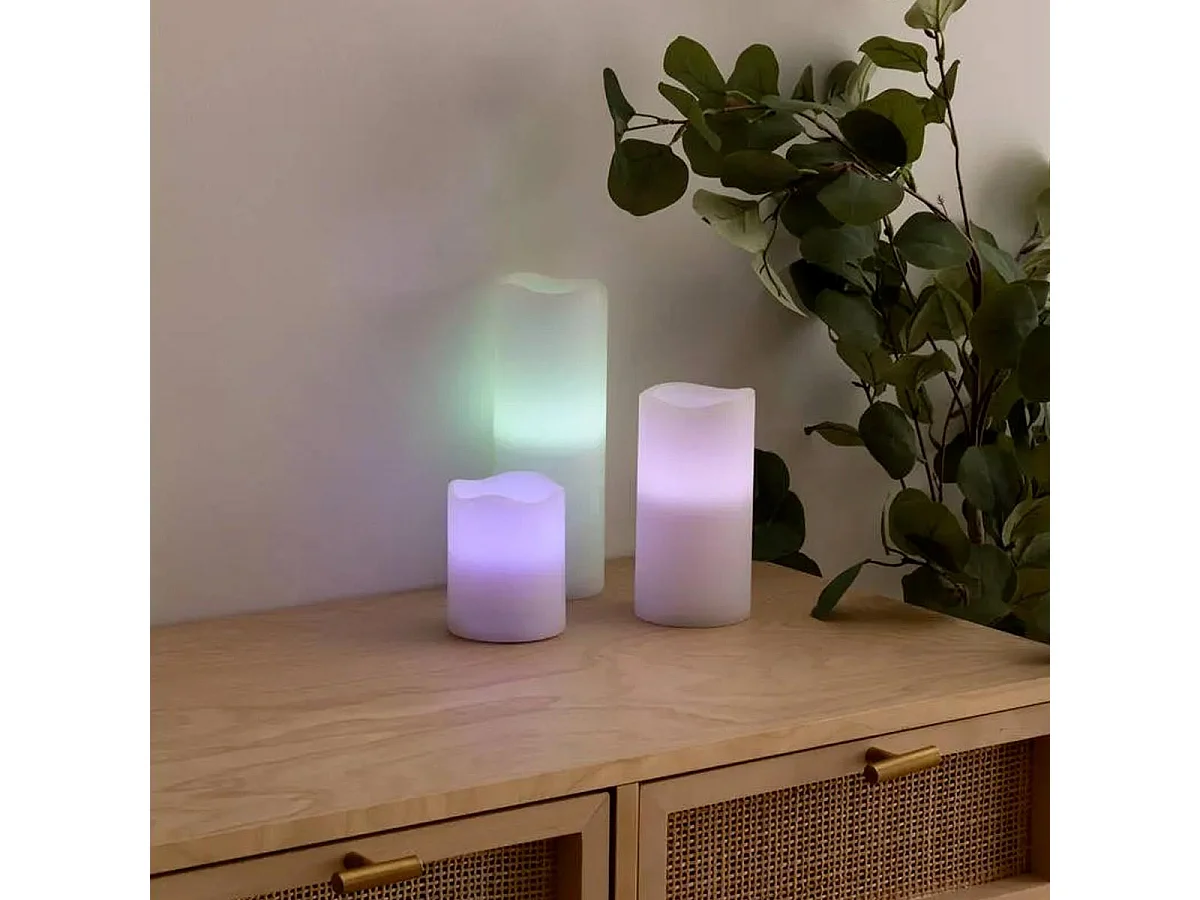 Lot de 3 Bougies LED "12 Couleurs" 20cm Multicolore