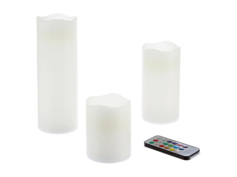 Lot de 3 Bougies LED "12 Couleurs" 20cm Multicolore