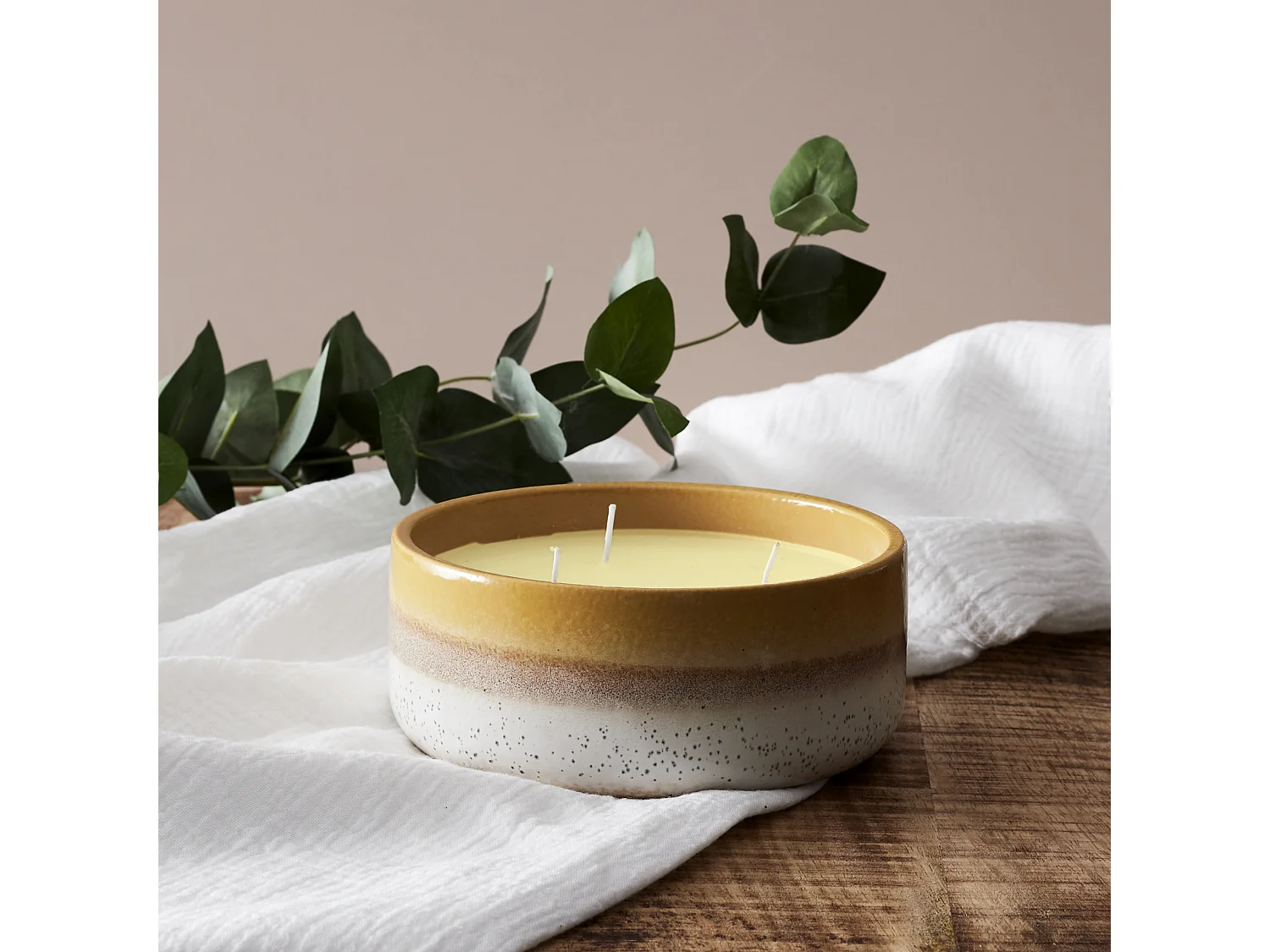 Bougie Parfumee Ceramique Citronnelle Jaune