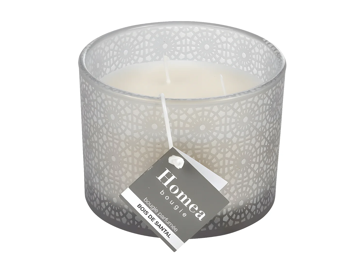 Bougie Parfumée 3 Mèches "Graphic Ethnic" 11cm Gris Clair