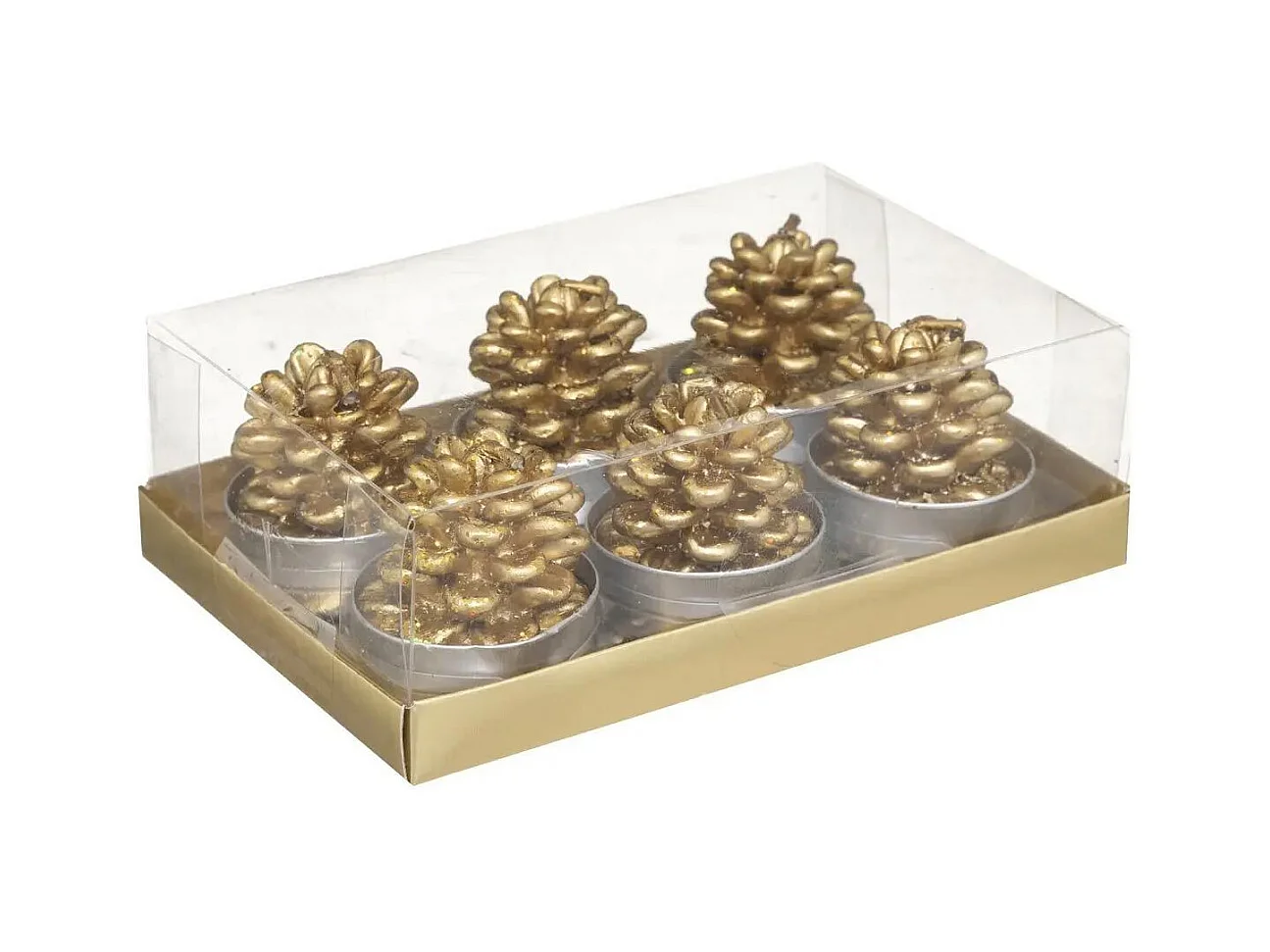 Lot de 6 Bougies Déco "Marron Glacé" 140g Or