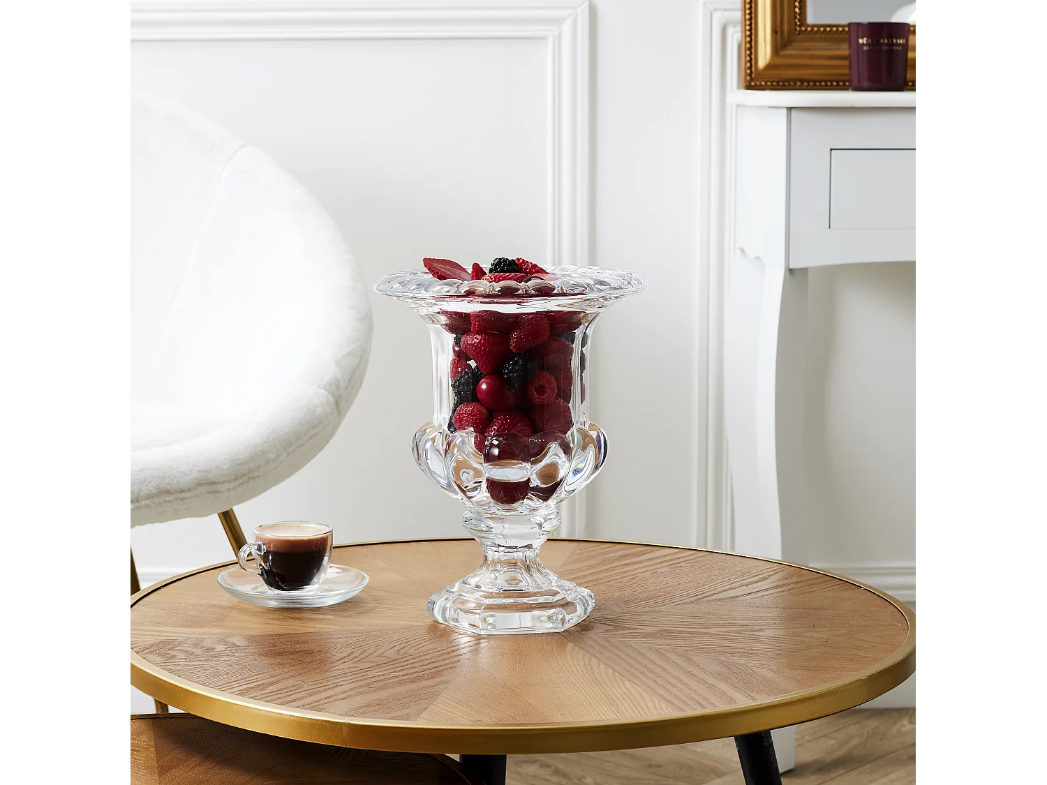 Bougie Parfumee Vase Medicis 22cm Transparent, Blanc