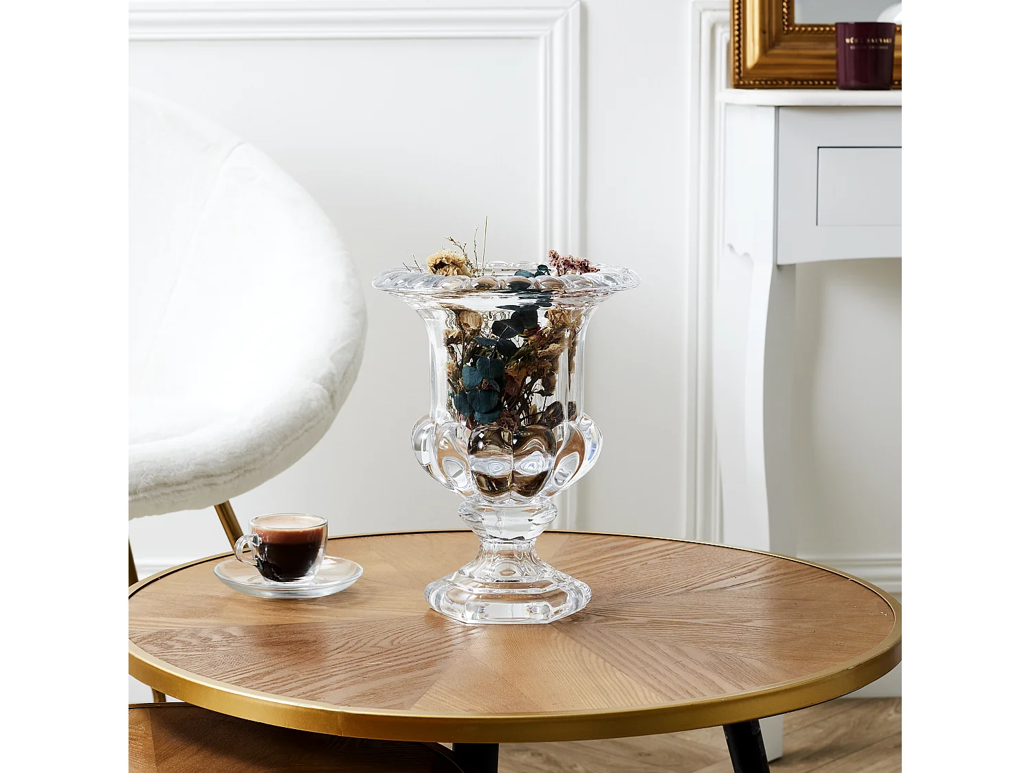 Bougie Parfumee Vase Medicis 22cm Transparent, Blanc