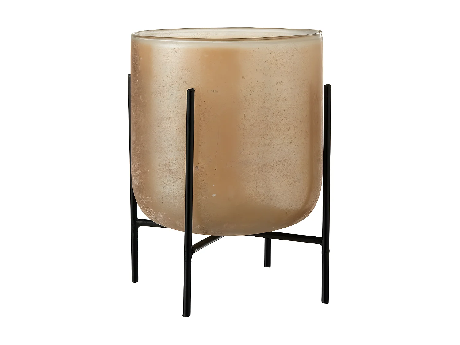 Portacandela in vetro arancione 18.5x18.5x22.5 cm