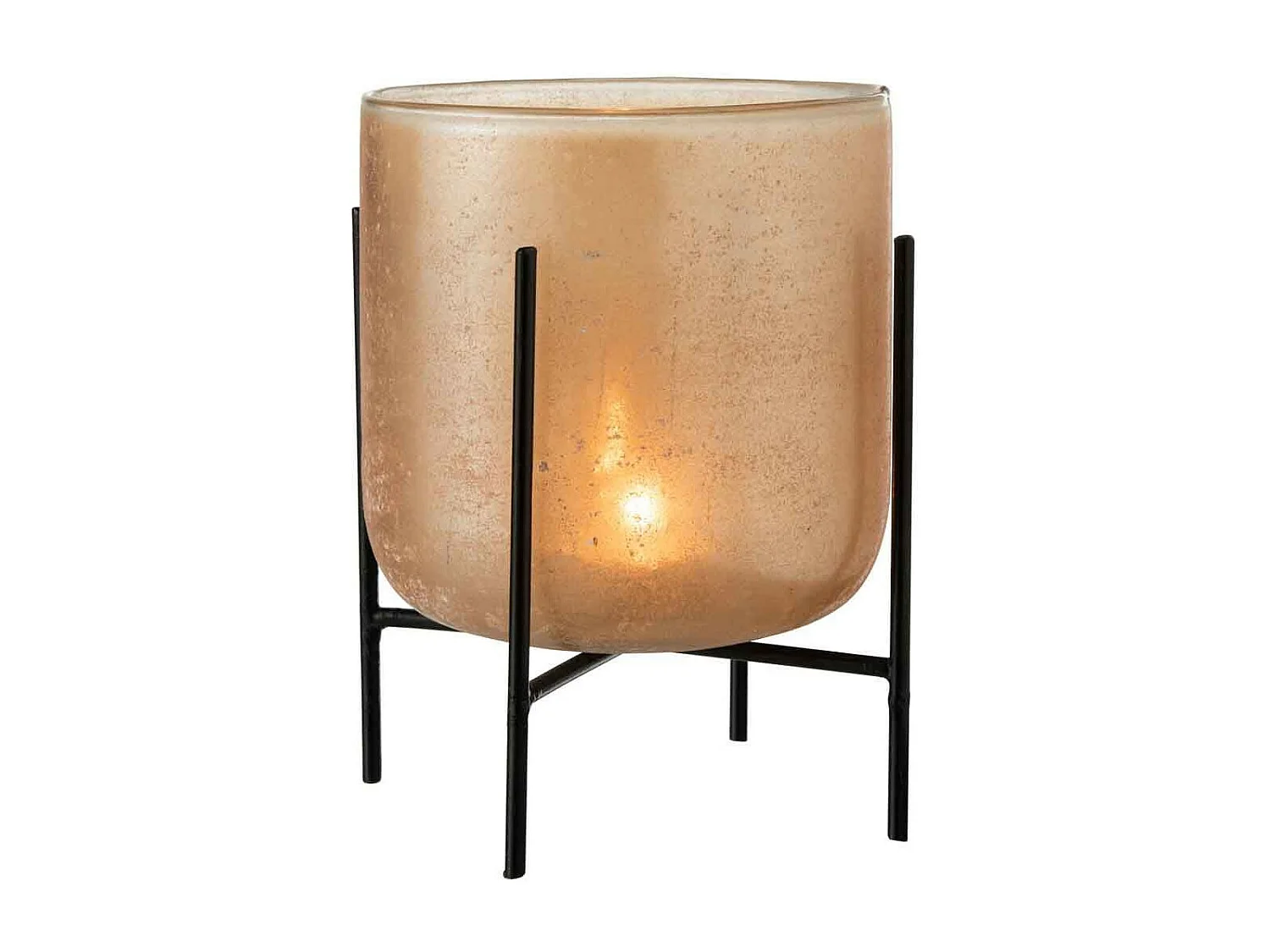 Portacandela in vetro arancione 18.5x18.5x22.5 cm