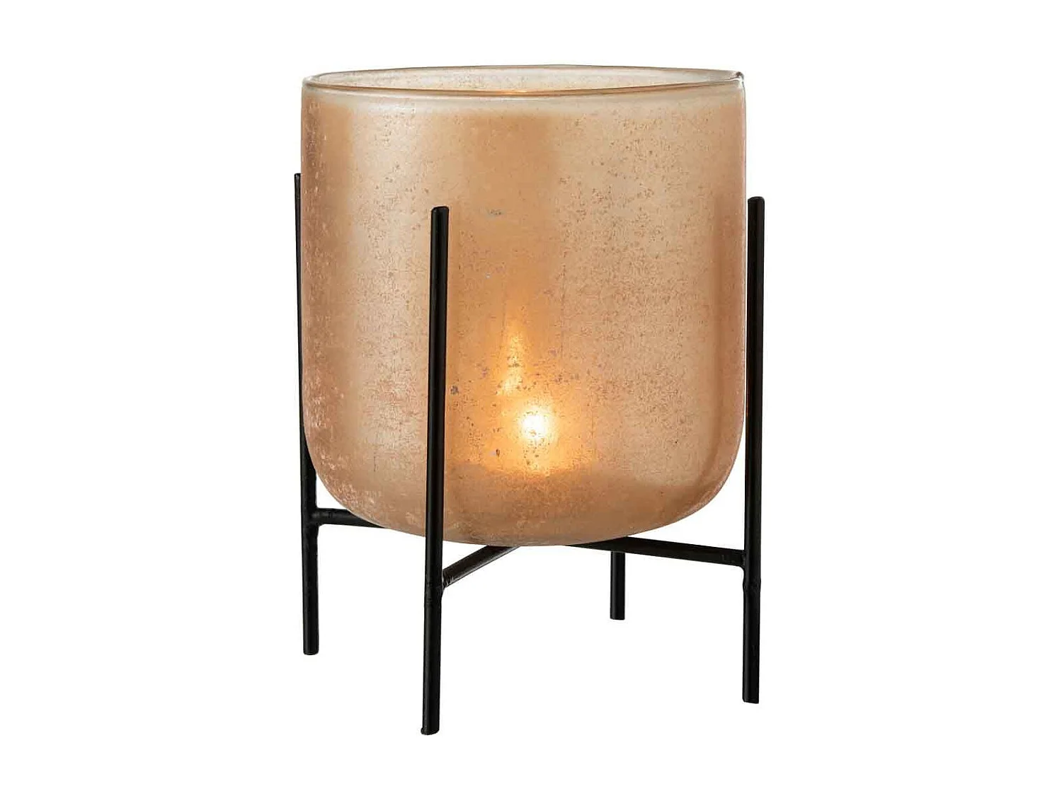 Portacandela in vetro arancione 18.5x18.5x22.5 cm