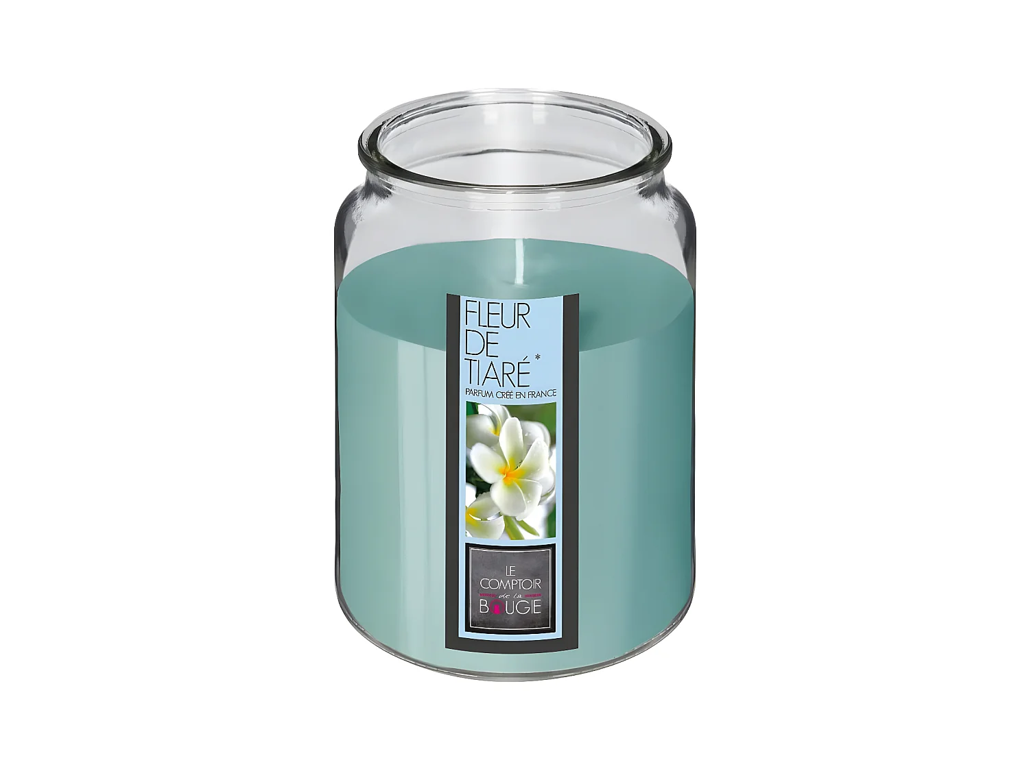 Bougie Parfumée en Verre "Couvercle" 510g Fleur Tiaré