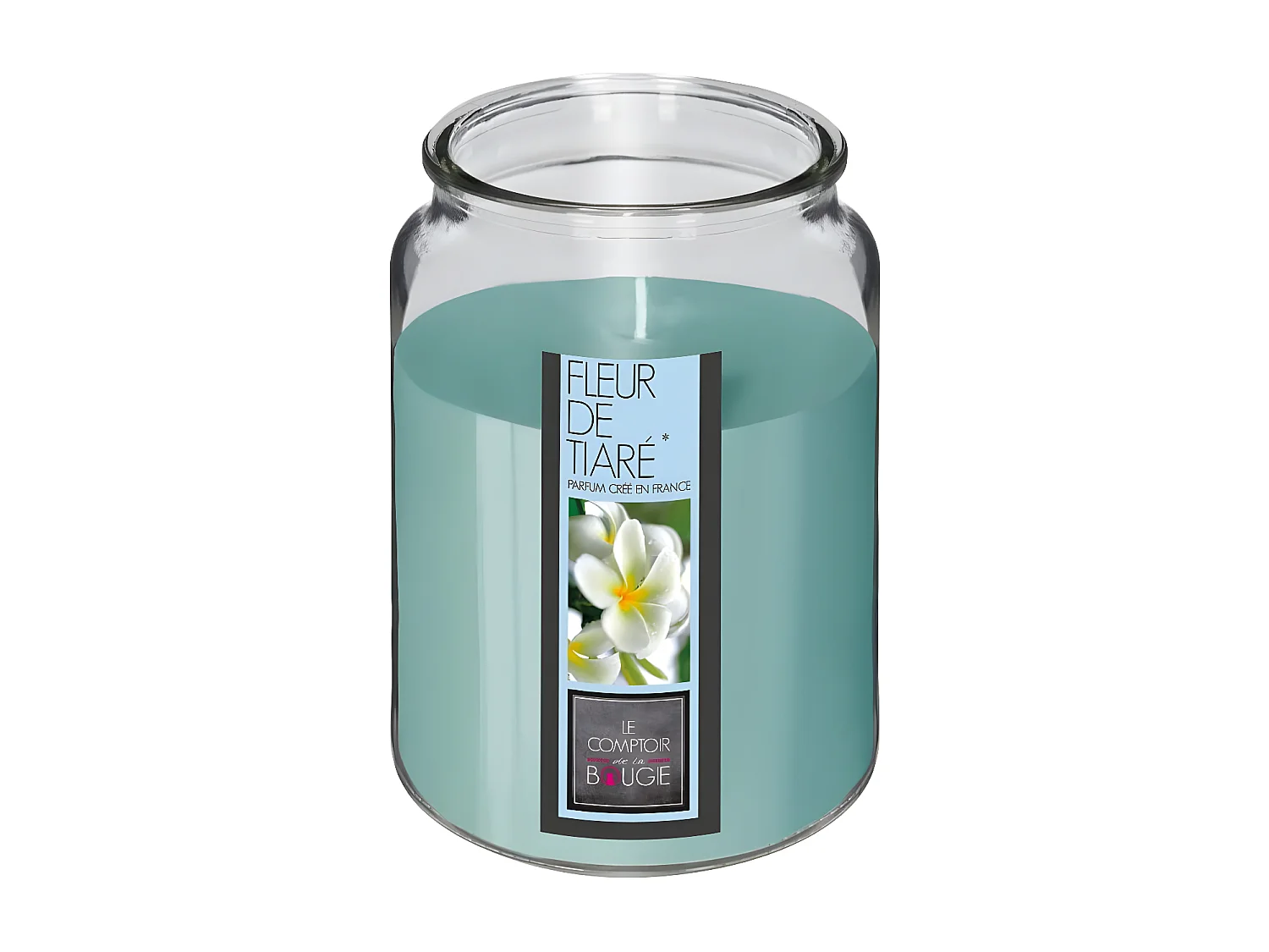 Bougie Parfumée en Verre "Couvercle" 510g Fleur Tiaré
