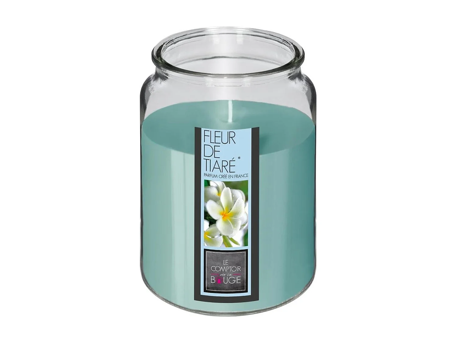Bougie Parfumée en Verre "Couvercle" 510g Fleur Tiaré