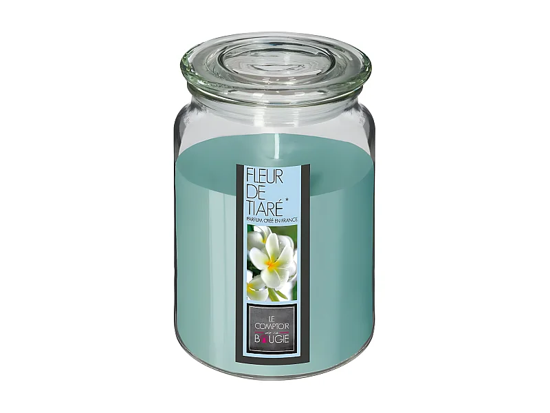 Bougie Parfumée en Verre "Couvercle" 510g Fleur Tiaré