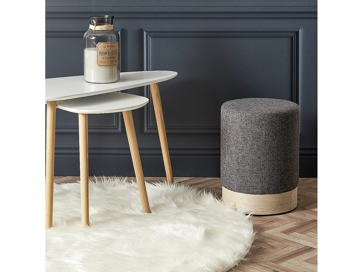 Bougie Parfumee Fleur Coton Apothicaire H25.5cm Blanc, Gris, Marron