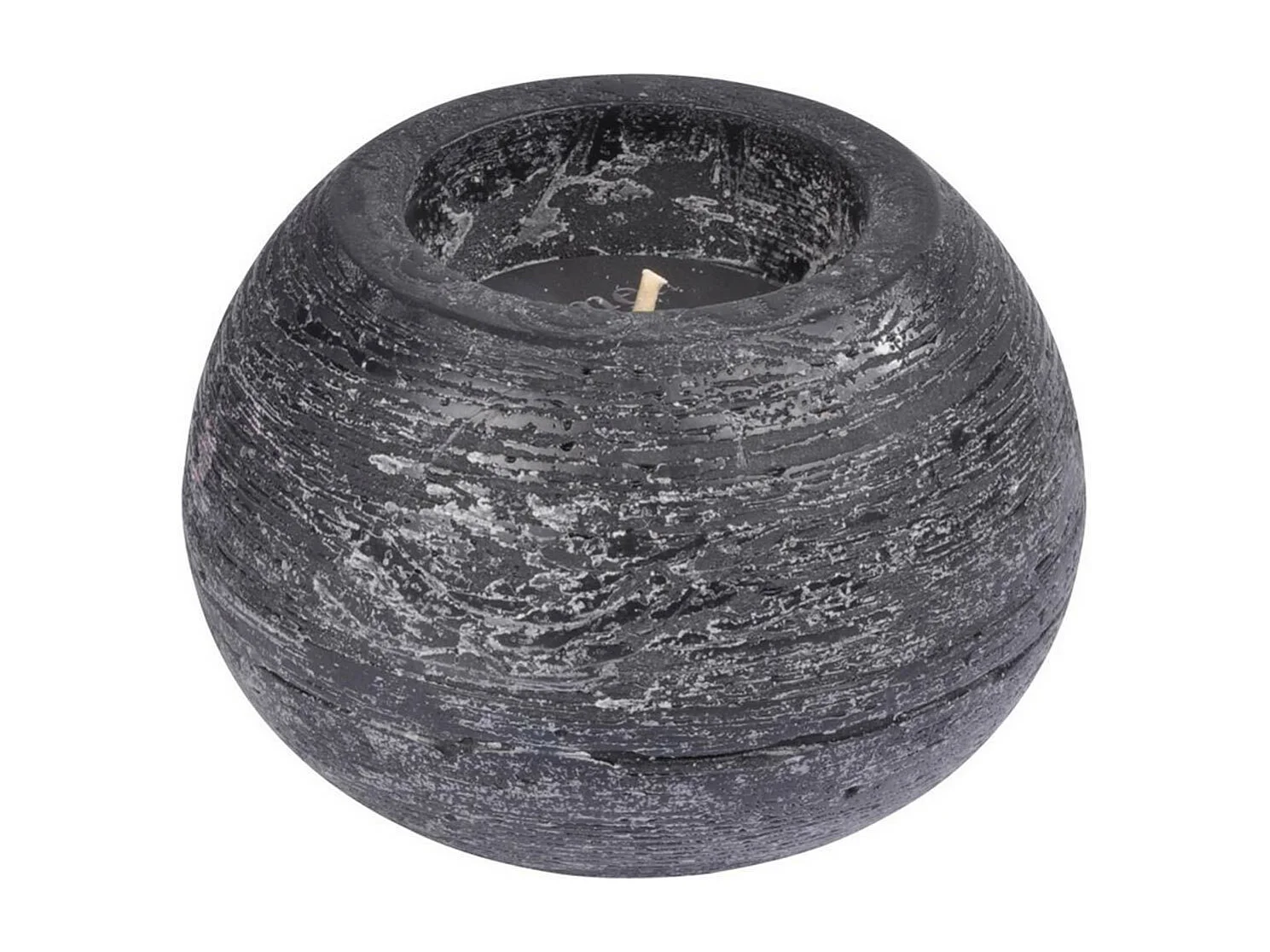 Bougie Boule Déco "Rustique" 13cm Noir