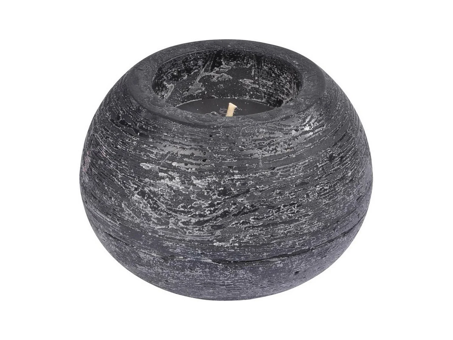 Bougie Boule Déco "Rustique" 13cm Noir