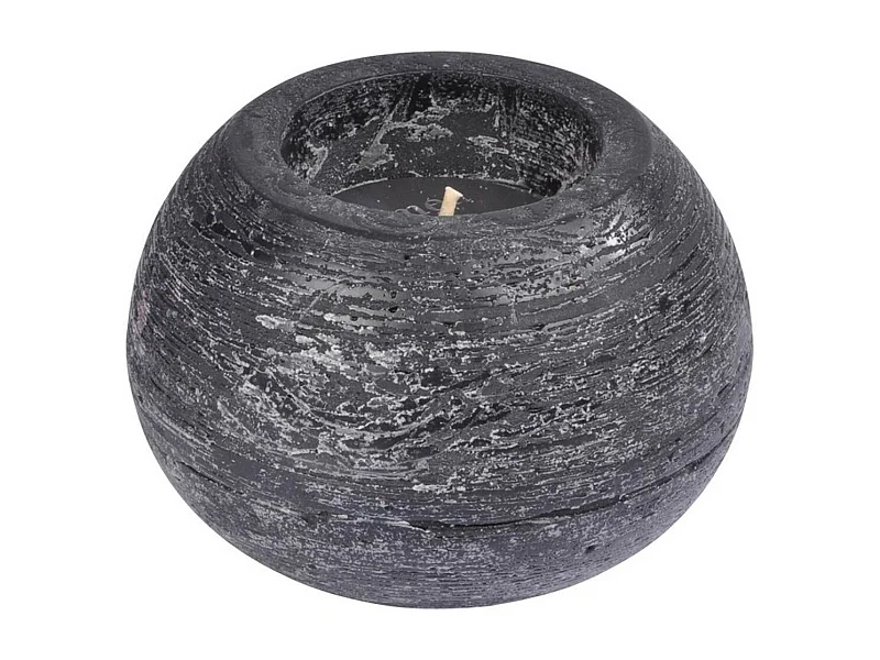 Bougie Boule Déco "Rustique" 13cm Noir