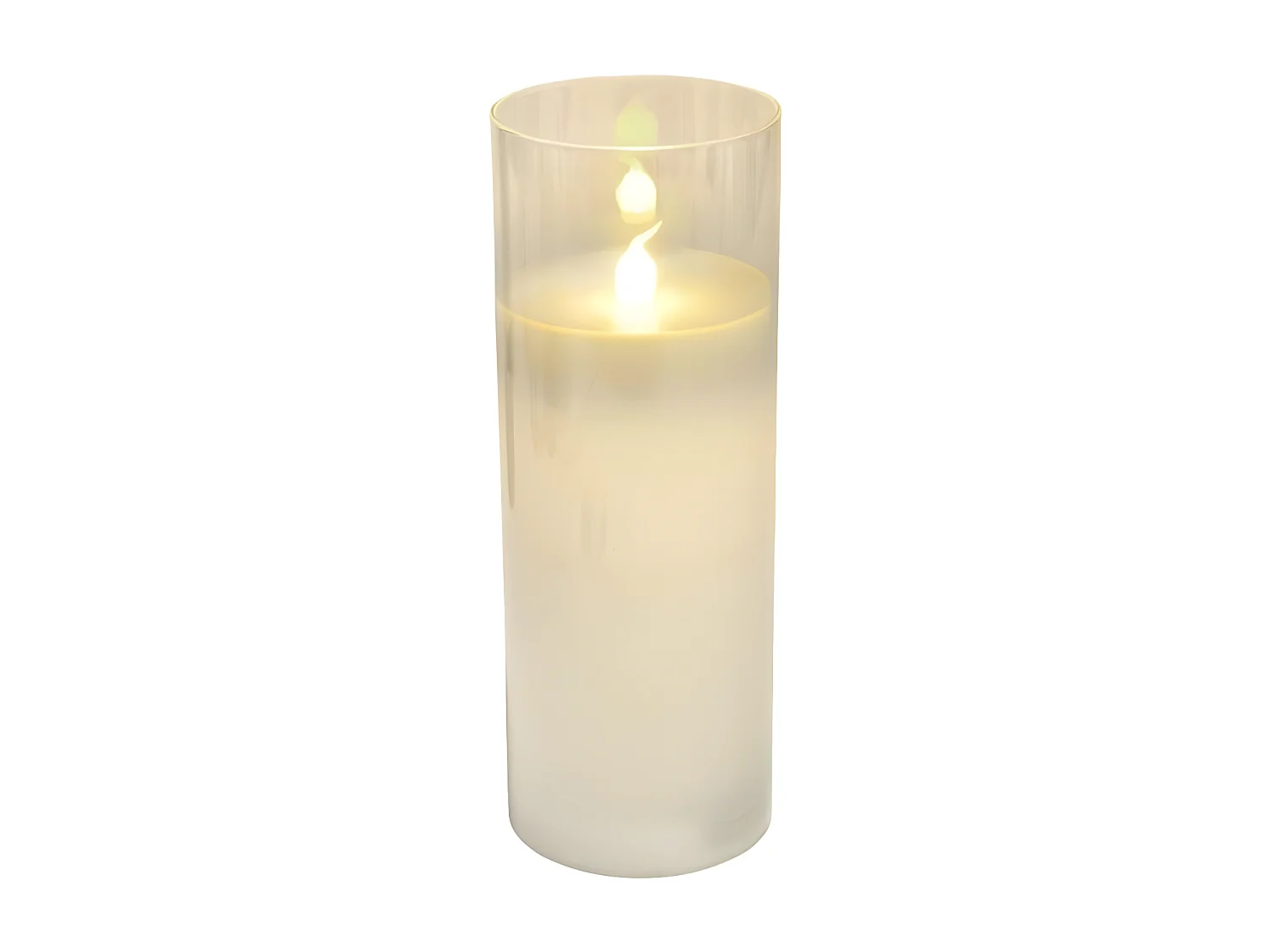 Bougie Ronde LED "Verrine" 20cm Blanc