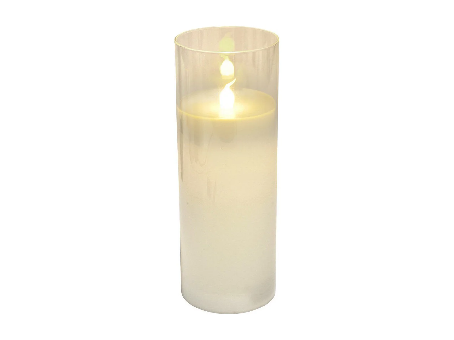 Bougie Ronde LED "Verrine" 20cm Blanc