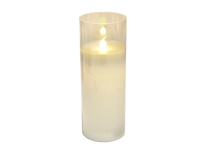 Bougie Ronde LED "Verrine" 20cm Blanc