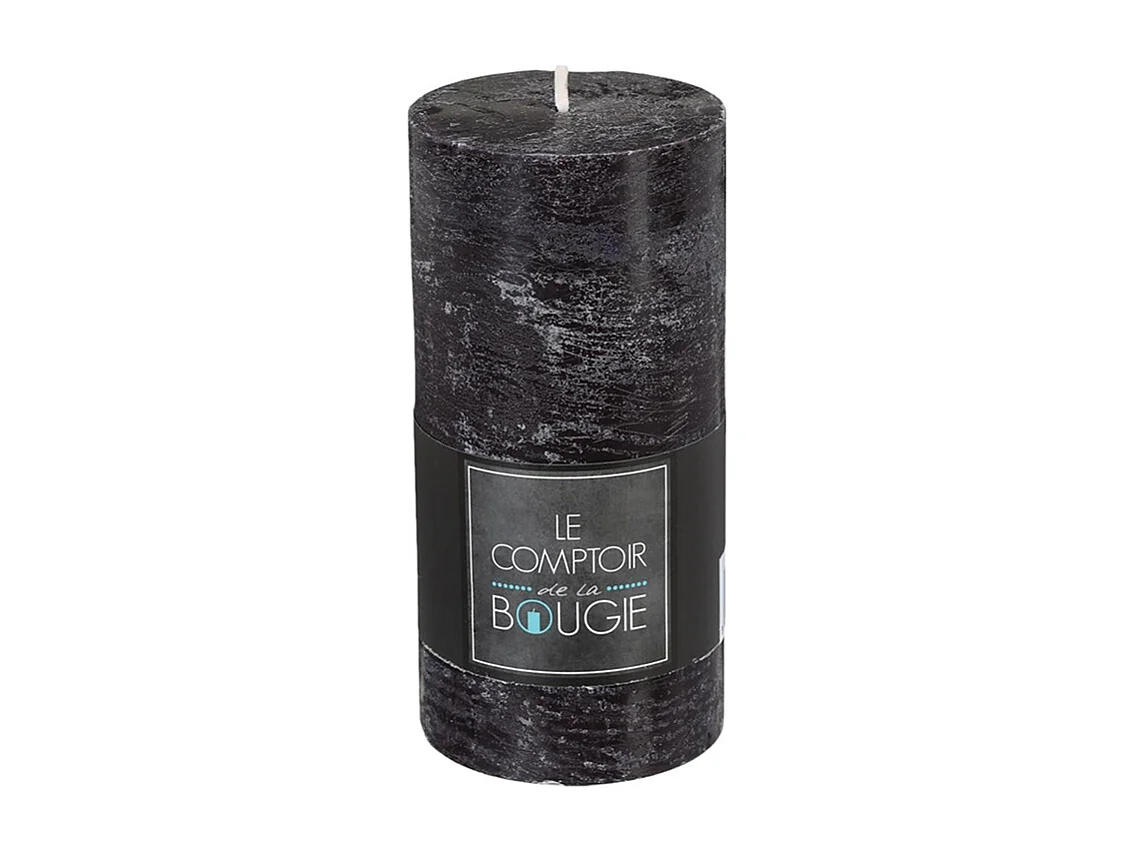 Bougie Cylindrique "Rustic" 14cm Noir
