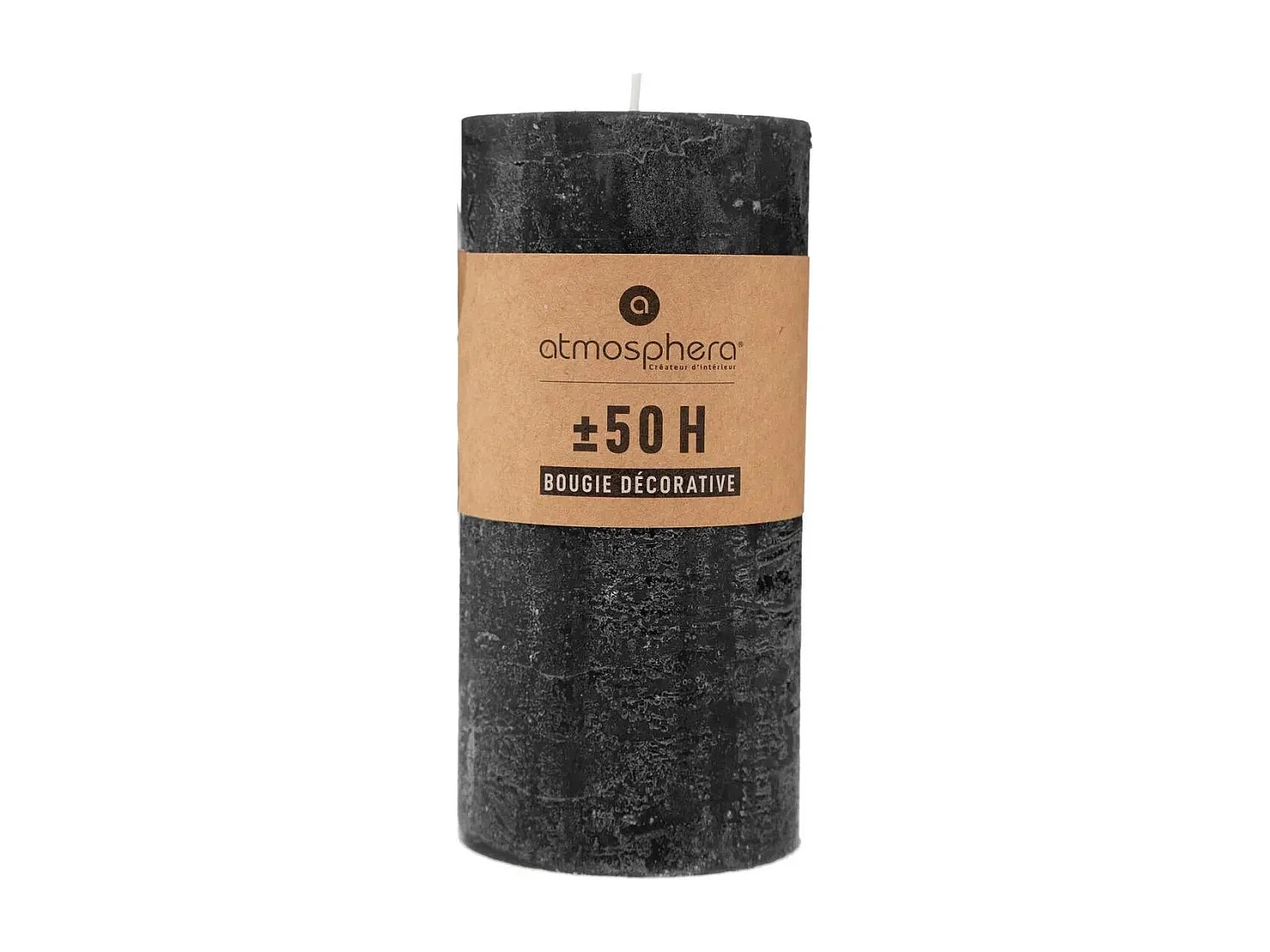 Bougie Cylindrique "Rustic" 14cm Noir