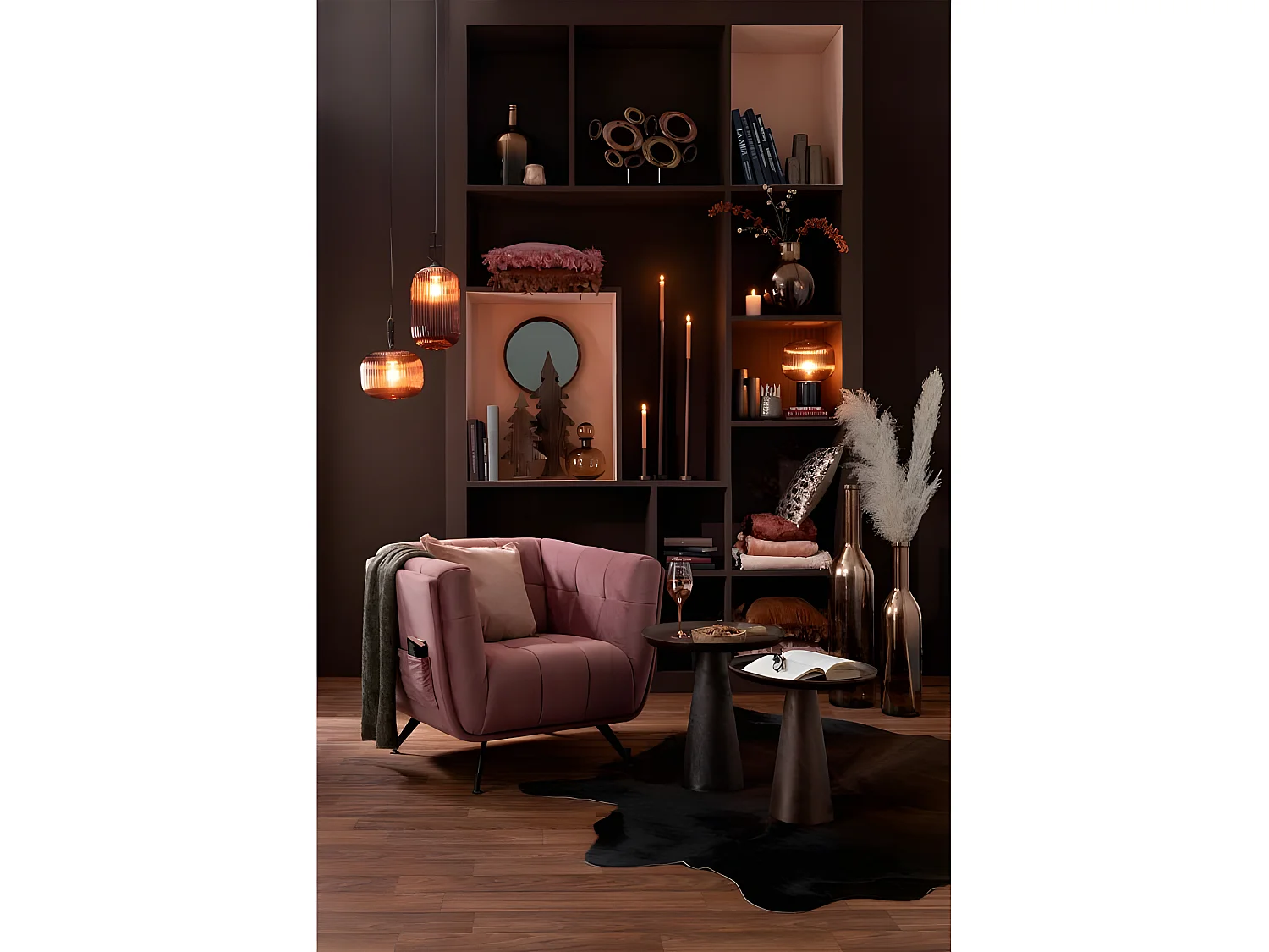 Lot de 3 Chandeliers Déco "Mat" 100cm Marron Foncé