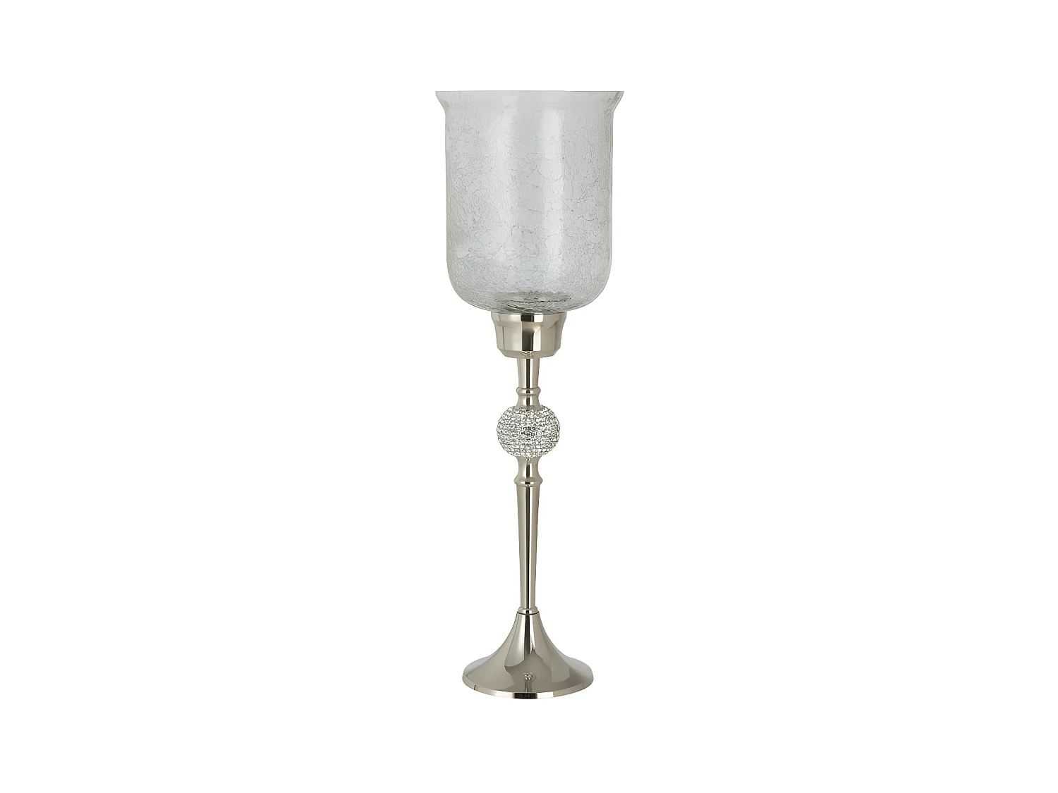 Photophore sur Pied "Sphère Diamant" 55cm Argent