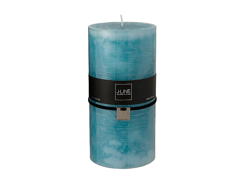 Bougie Cylindrique Déco "Junina" 20cm Bleu Azur