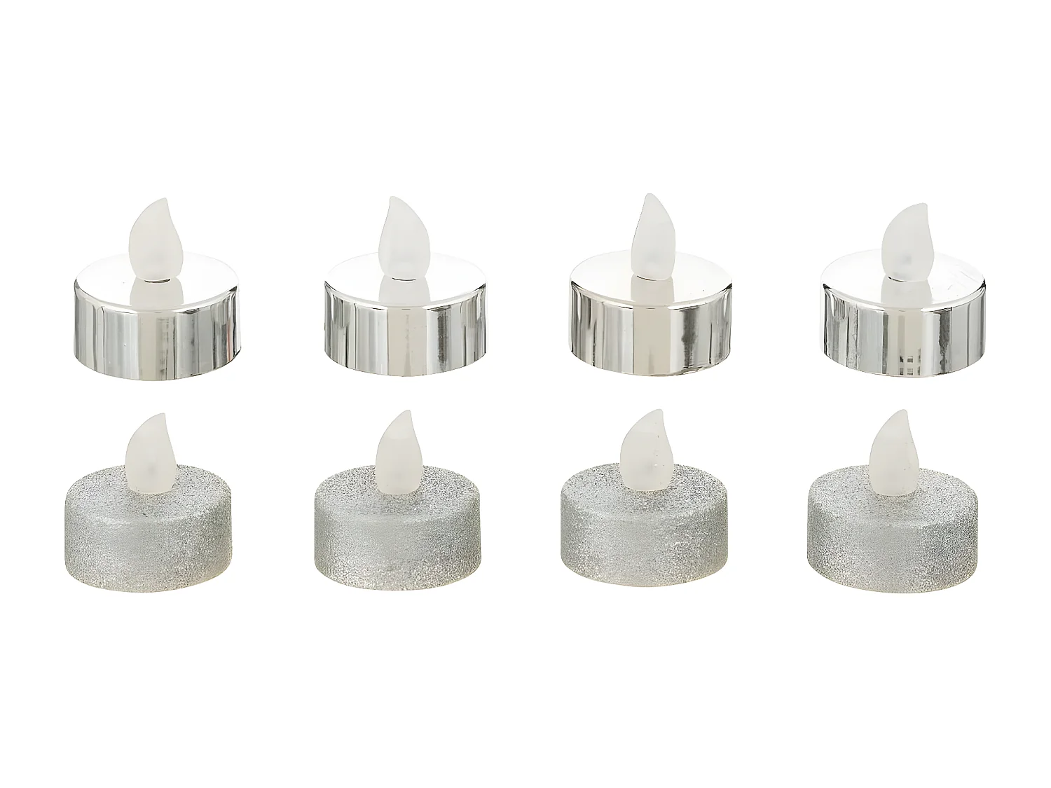 Lot de 8 Bougies Led "Colorama" 4cm Argent
