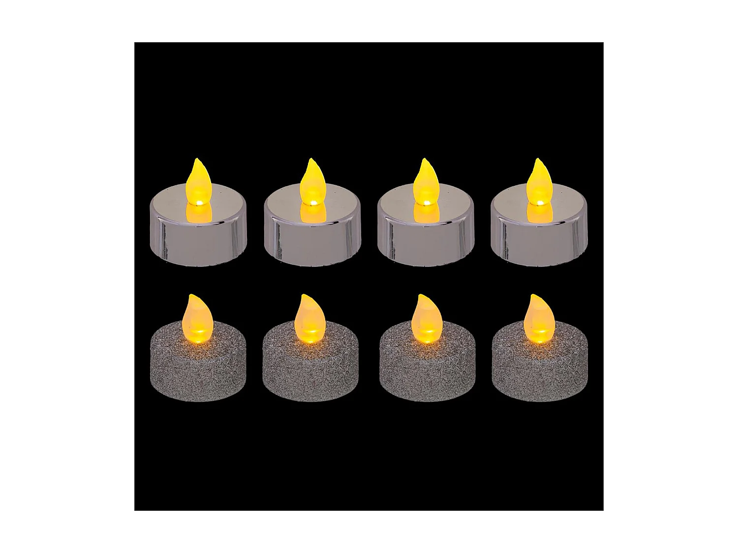 Lot de 8 Bougies Led "Colorama" 4cm Argent