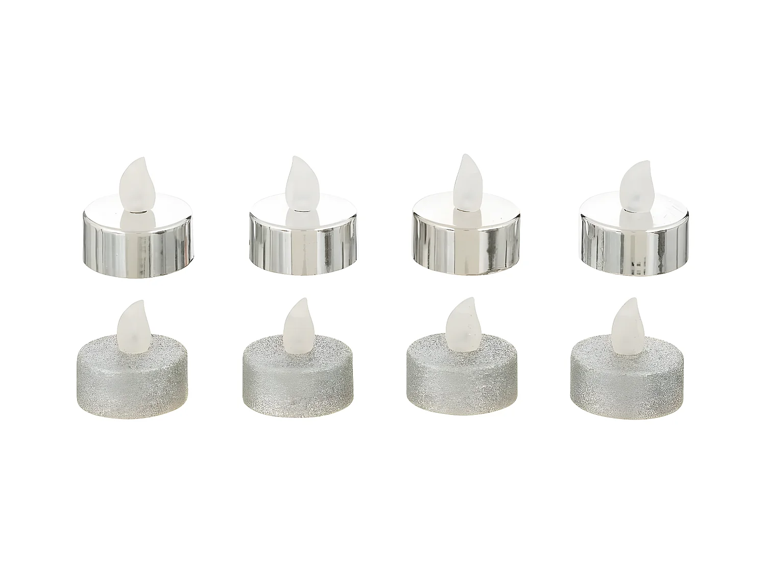 Lot de 8 Bougies Led "Colorama" 4cm Argent