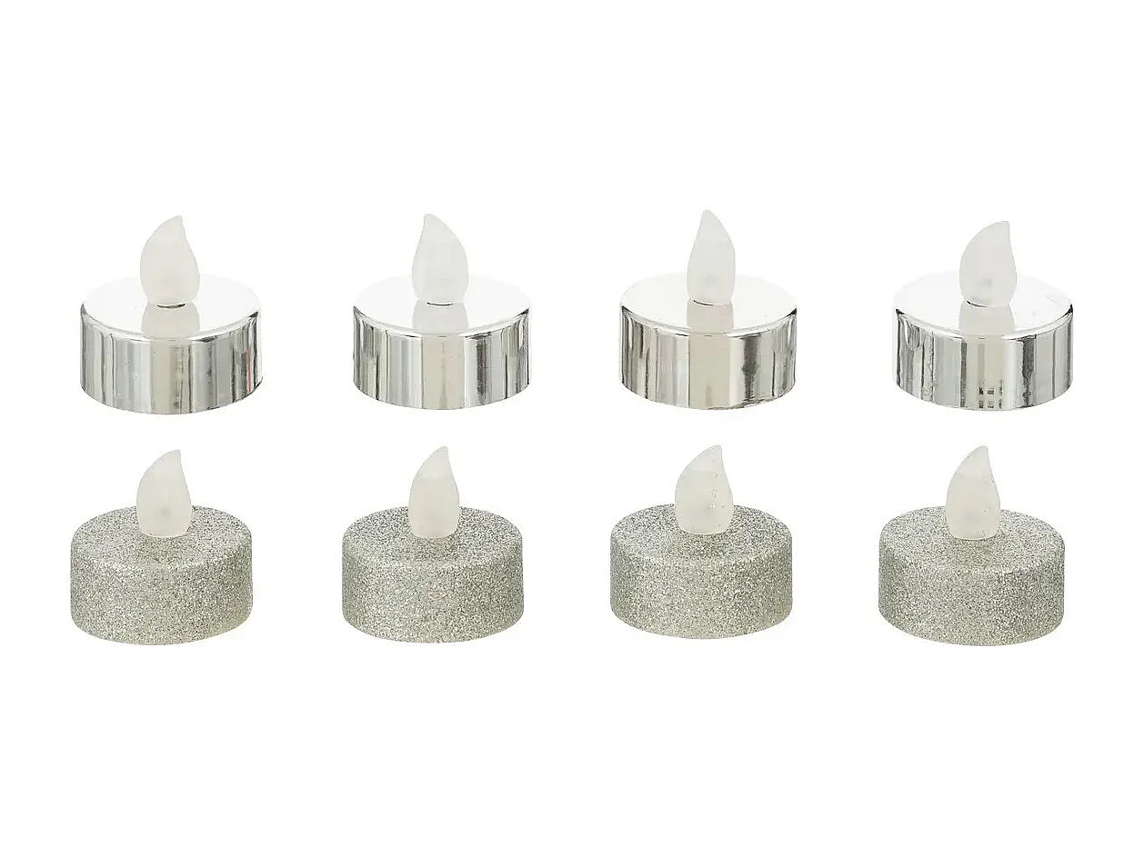 Lot de 8 Bougies Led "Colorama" 4cm Argent