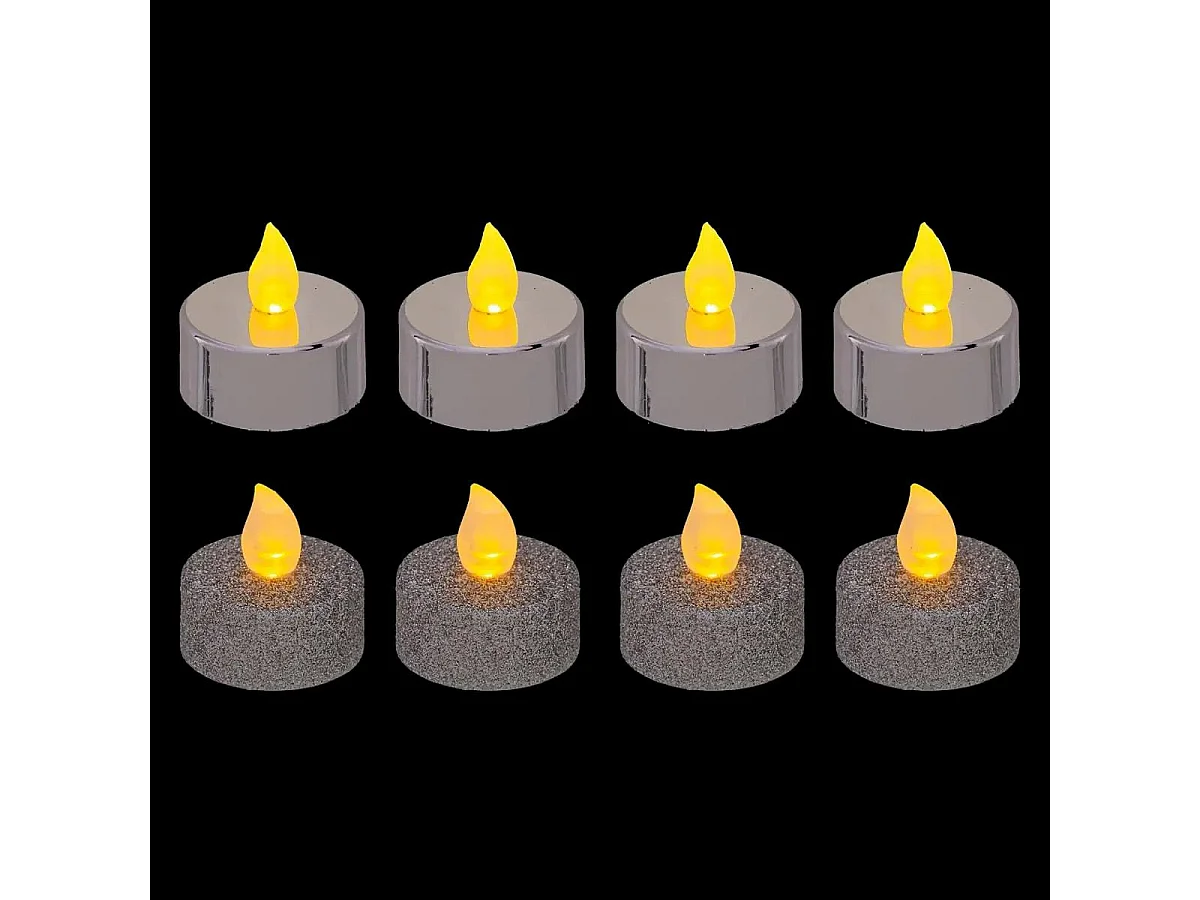 Lot de 8 Bougies Led "Colorama" 4cm Argent