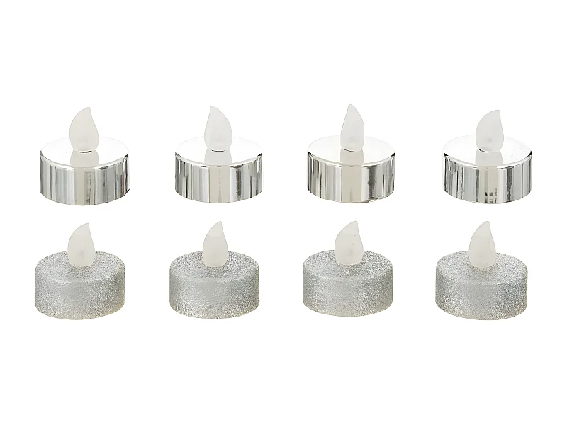 Lot de 8 Bougies Led "Colorama" 4cm Argent