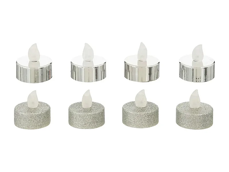 Lot de 8 Bougies Led "Colorama" 4cm Argent