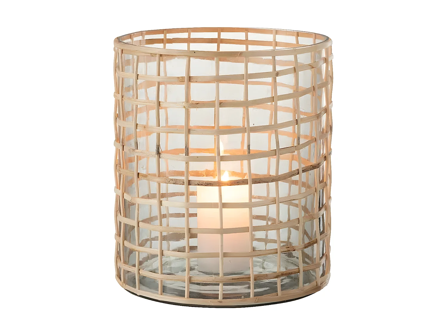 Portavelas de vidrio natural 22x22x20 cm