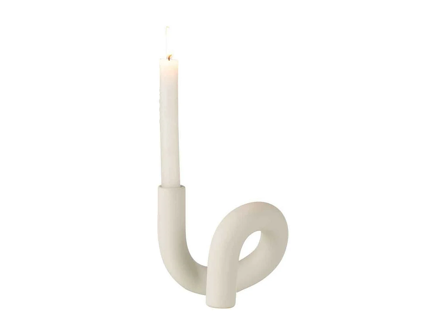 Bougeoir 1 Bougie Déco "Torsion" 17cm Blanc