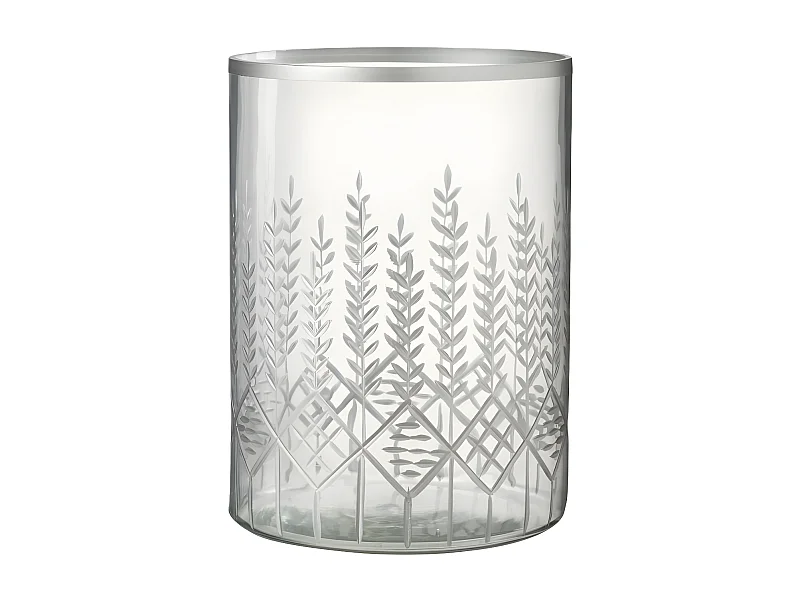 Portavelas de vidrio plateado de 19x19x26 cm