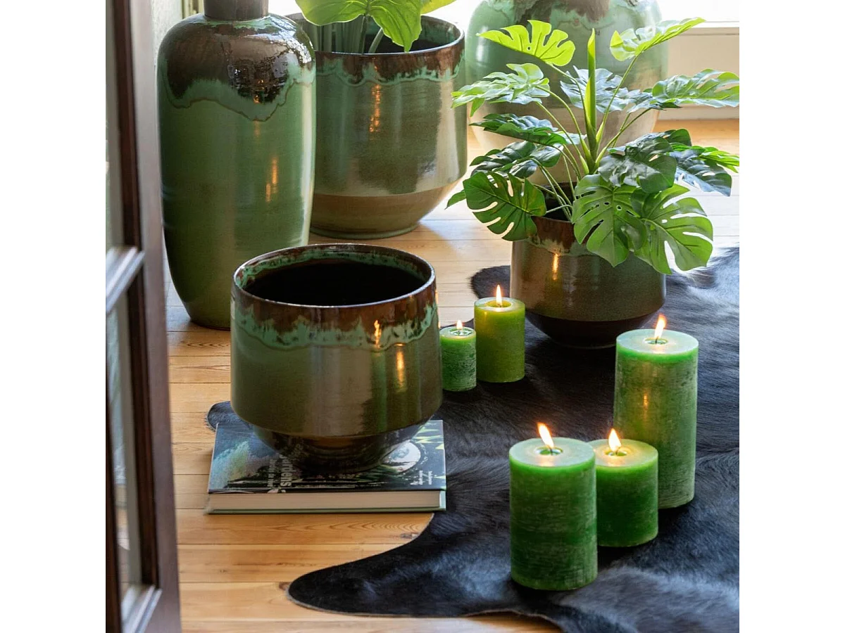 Bougie Cylindrique Déco "Junina" 20cm Vert Clair