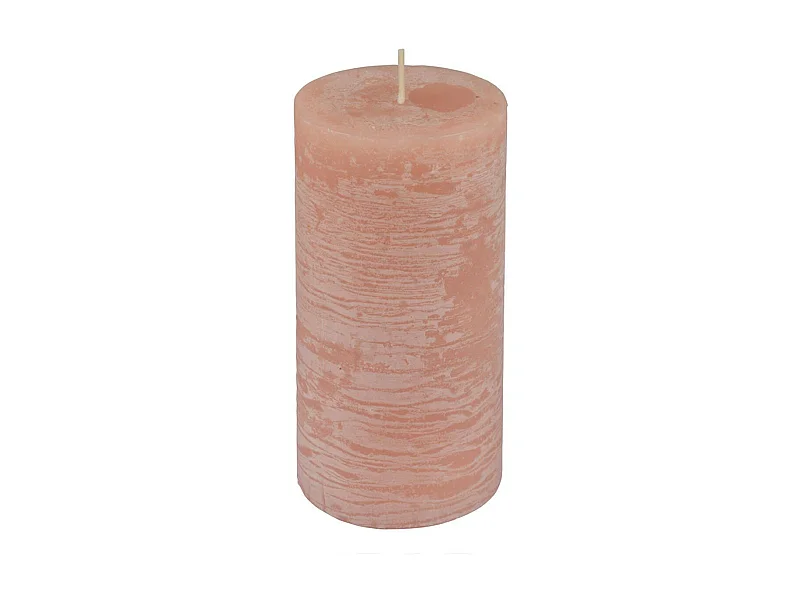 Bougie Pilier Déco "Rustique" 13cm Rose Poudré