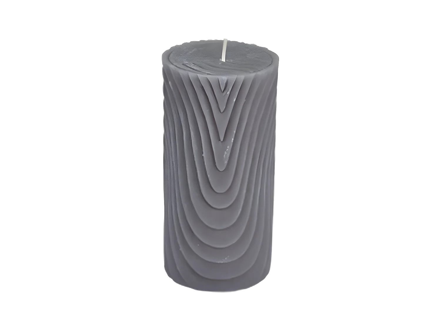 Bougie Pilier Déco Embossée "Santan" 14cm Gris