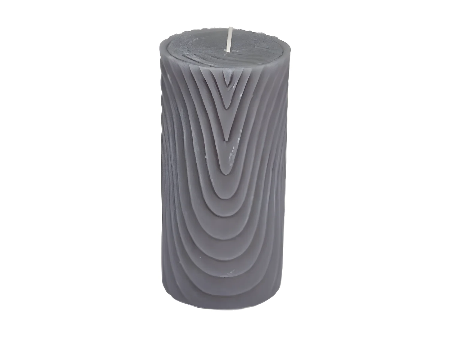Bougie Pilier Déco Embossée "Santan" 14cm Gris