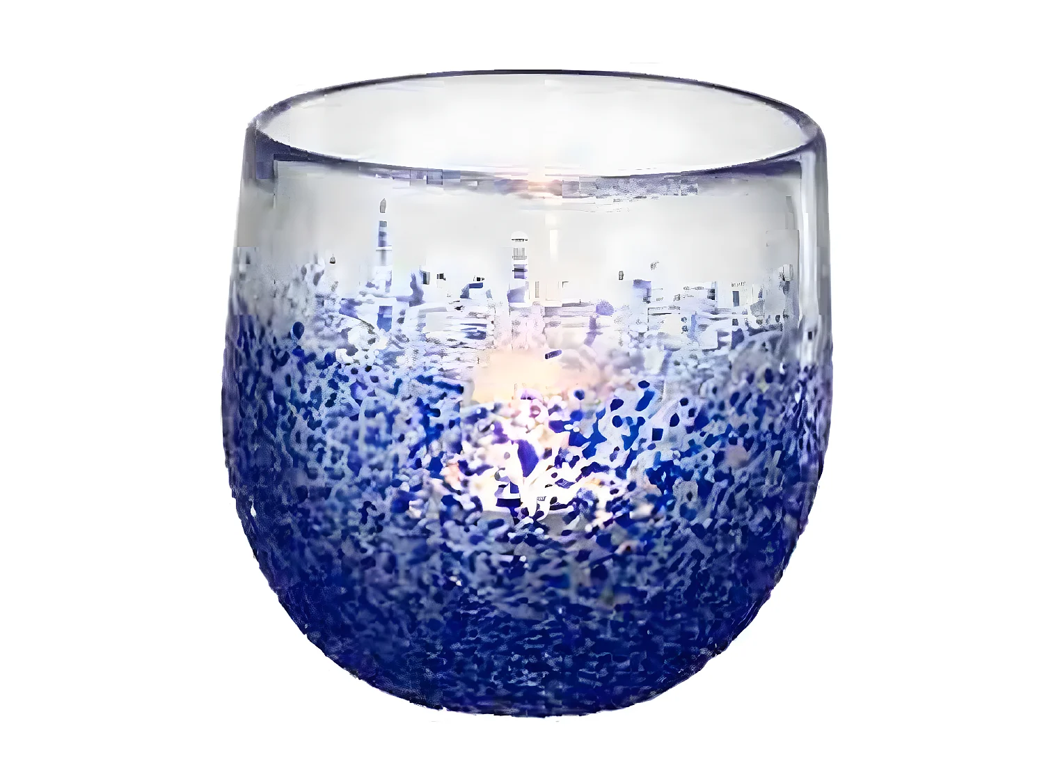 Photophore Design en Verre "Santorini" 10cm Bleu