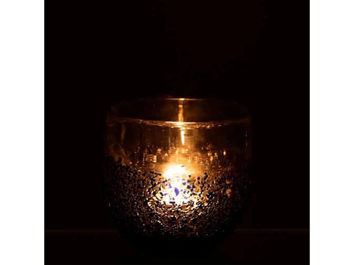 Photophore Design en Verre "Santorini" 10cm Bleu