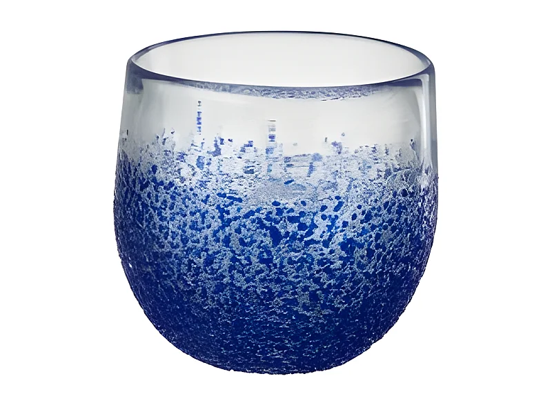Photophore Design en Verre "Santorini" 10cm Bleu