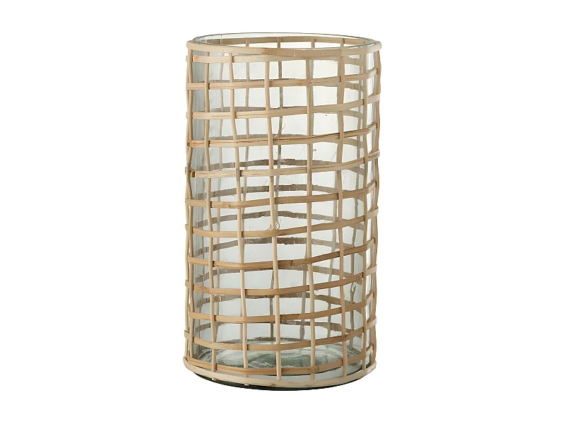 Portavelas de vidrio natural 15x15x25 cm