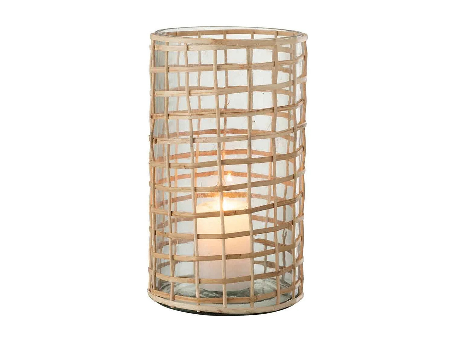 Portacandela in vetro marrone 15x15x25 cm