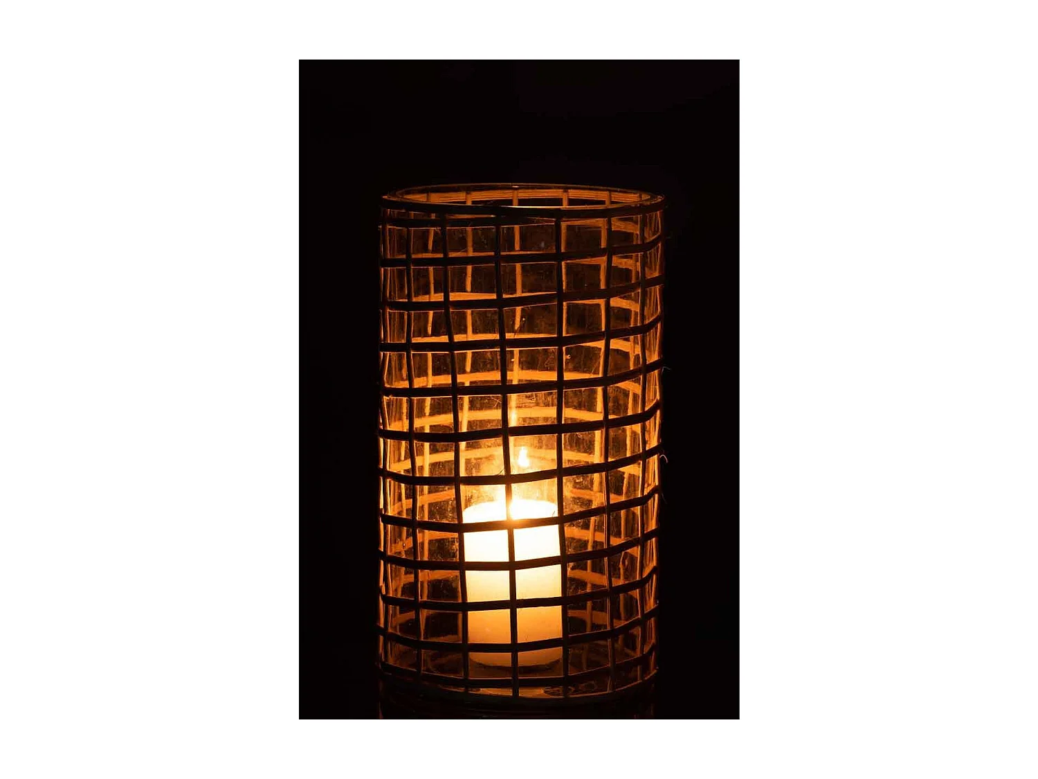 Portacandela in vetro marrone 15x15x25 cm