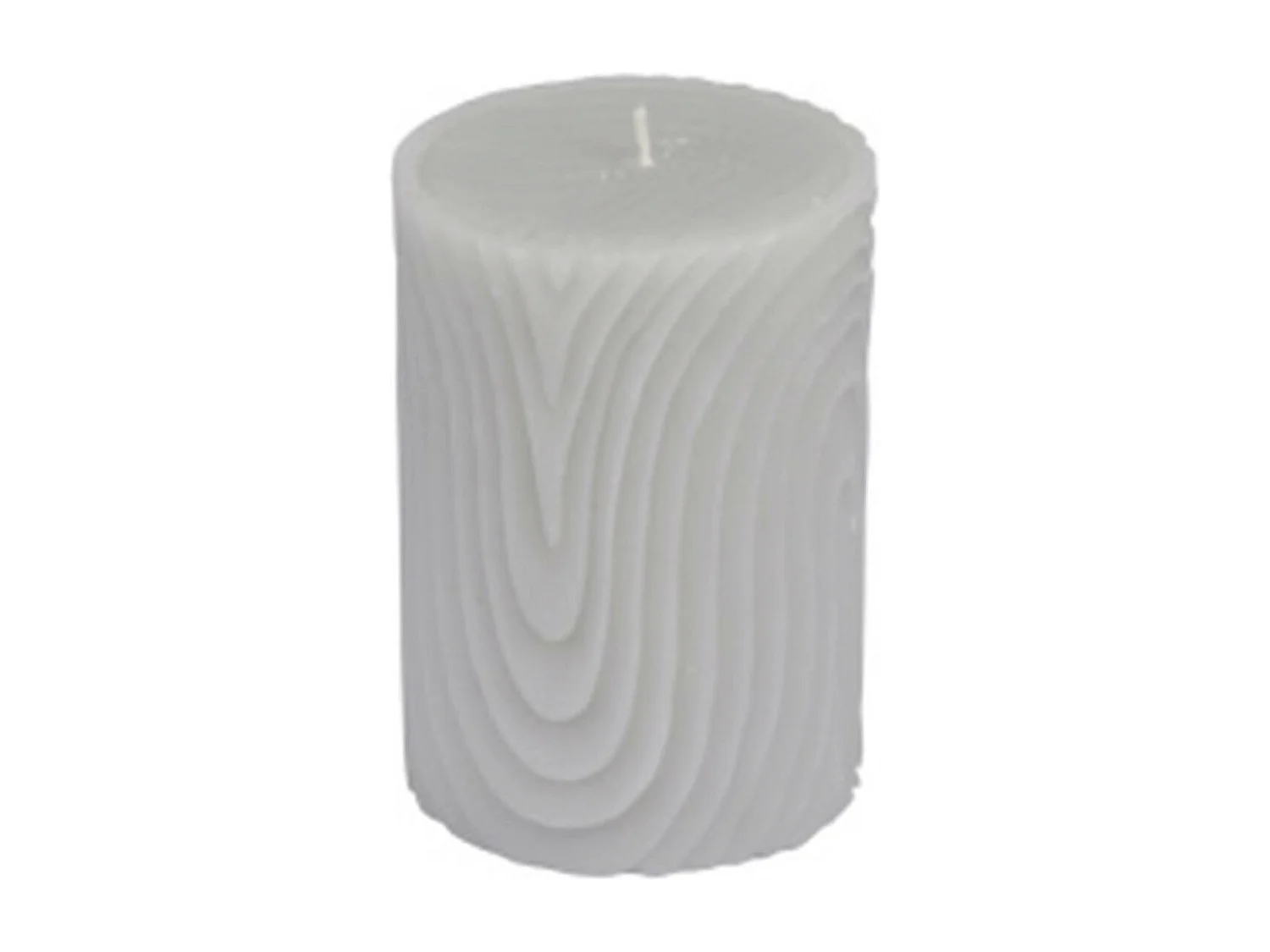 Bougie Pilier Déco Embossée "Santan" 10cm Gris Clair