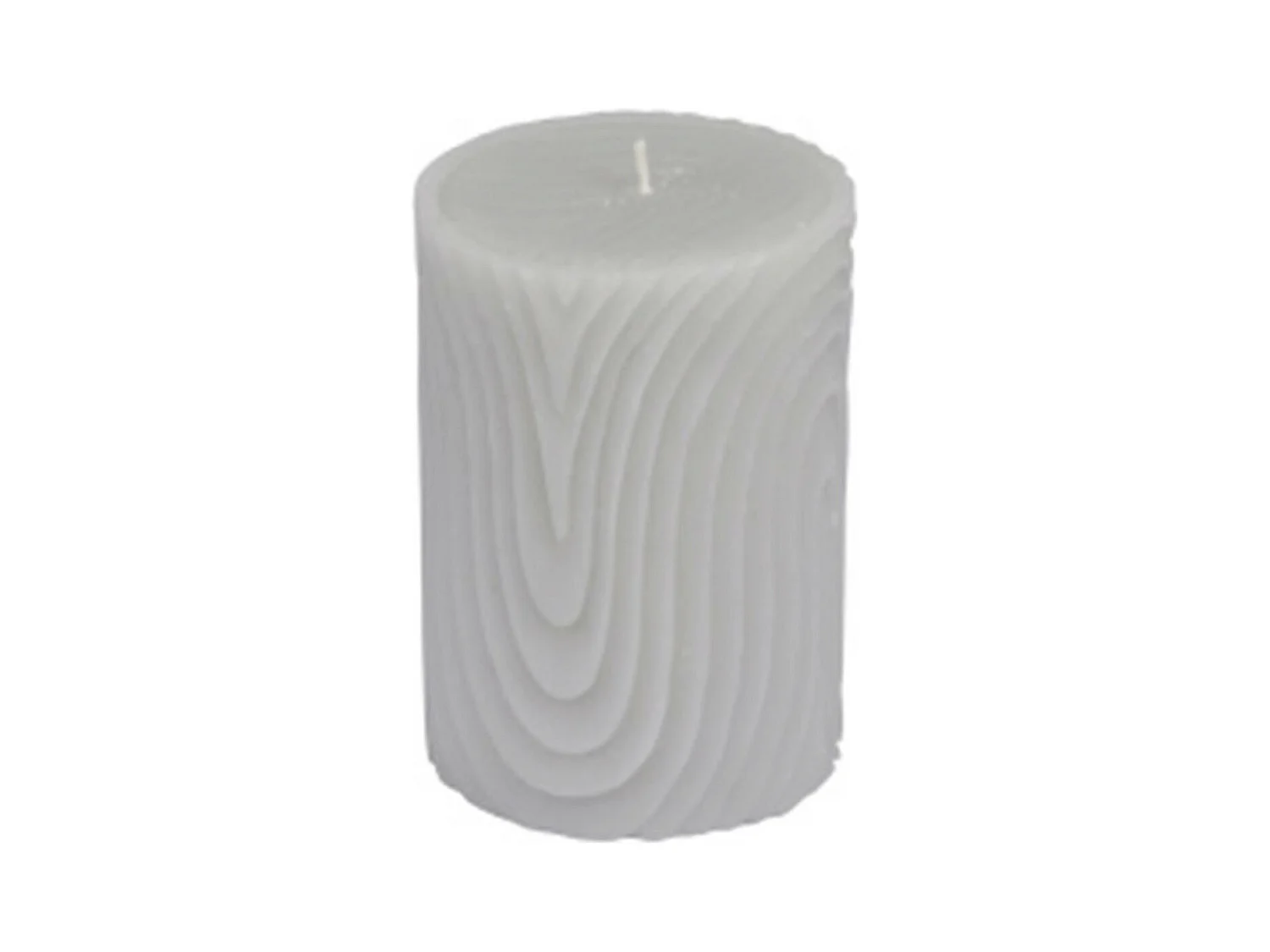 Bougie Pilier Déco Embossée "Santan" 10cm Gris Clair