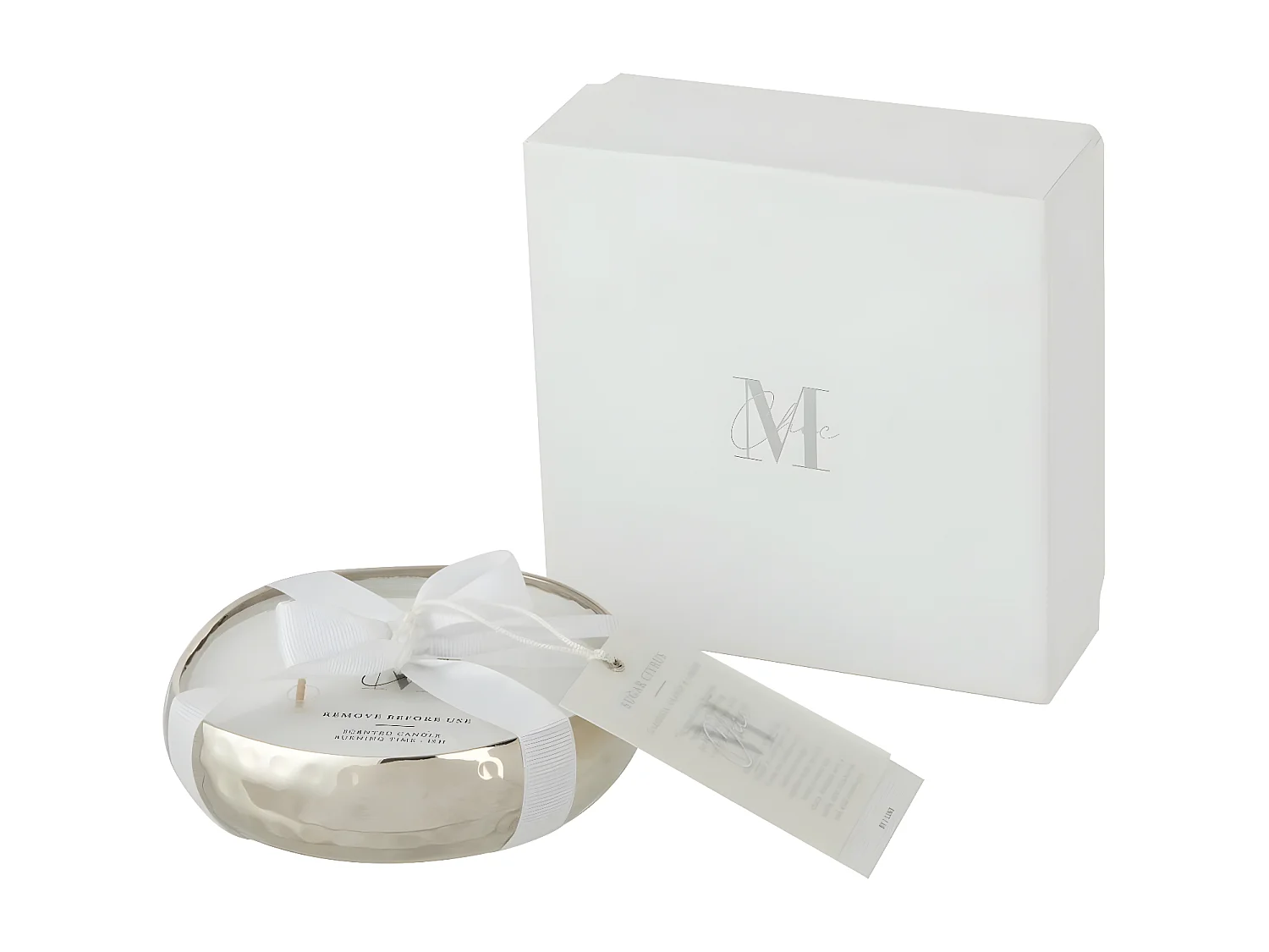 Bougie Parfumée Déco "Livia" 28cm Oud Amber Argent