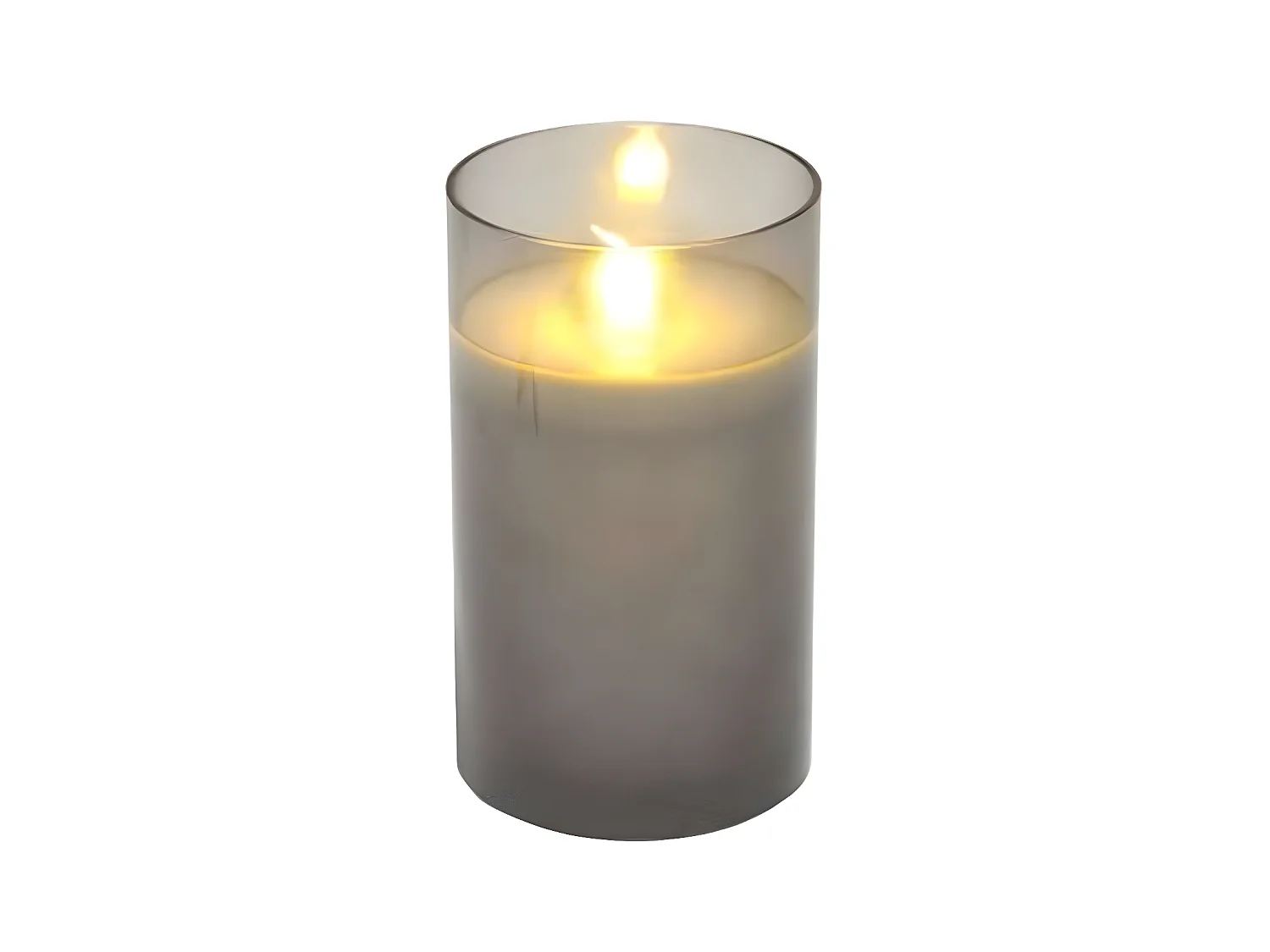 Bougie Ronde LED "Verrine" 12cm Gris Clair